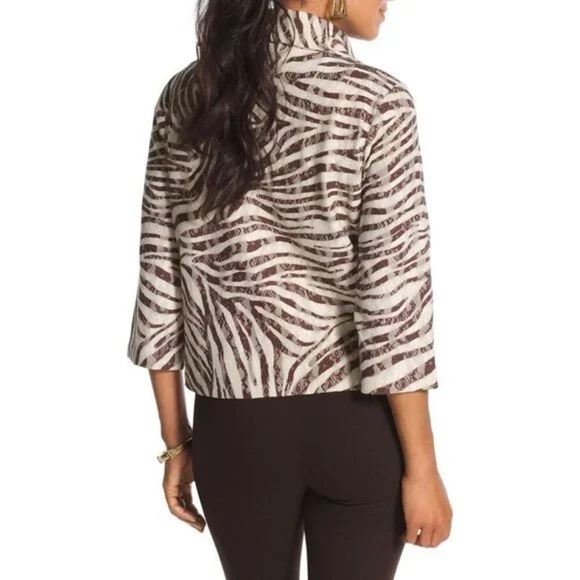 Chico’s Zebra Lace Zee Cardigan Sweater Brown/Cream Size 0= Size 4 - Picture 8 of 8
